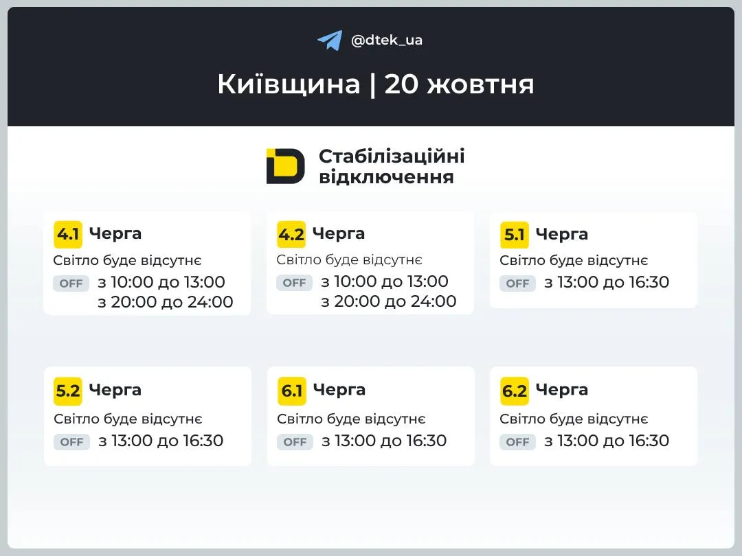 Відключенн світла на Київщині